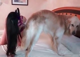 She loves sucking dog boners on cam