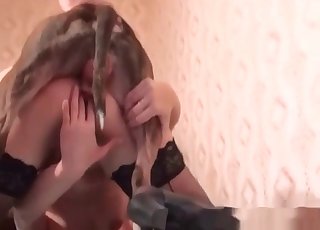 Doggy is having fun with a slender bitch