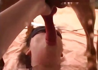 Masked chick sucked her doggy with love