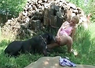 Amazing blonde in passionate and filthy bestiality
