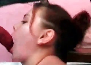 Redhead Asian hoe sucking dick
