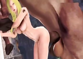 Blond-haired chick takes horse cock