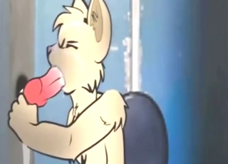 Glory hole porn movie with a furry slut sucking