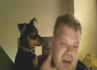 Extra-horny dog is going to make out with him