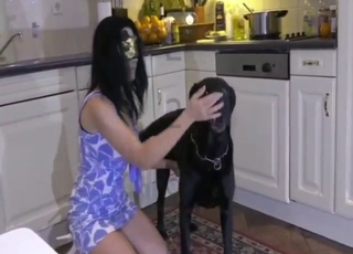 Brunette with a wet vag gets fucked by dog
