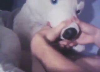 Husky plushie getting throat-fucked in POV