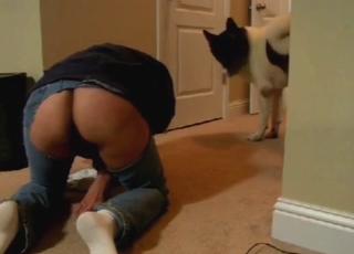 Family dog in bestiality porn with doggystyle