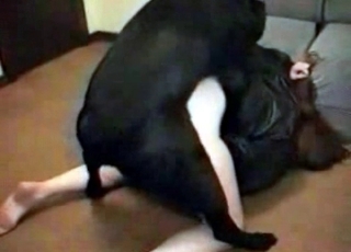 Cock hungry slut is abusing this doggo sexually