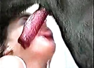 Beauty is getting an oral cumshot from a dog