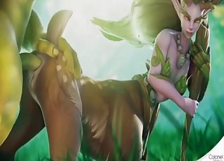 Horny ork is having passionate sex with a centaur girl