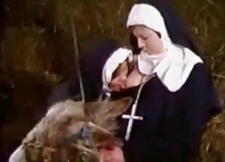 Sexy nuns are enjoying filthy bestial sex action