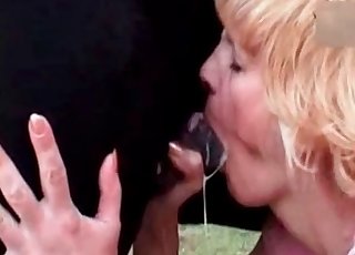 Mischievous bestial threesome with a blonde