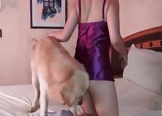 Lady in stockings enjoys her doggy
