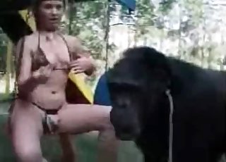 Busty zoophile and her beast