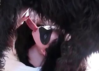 Deepthroat for a hairy doggy