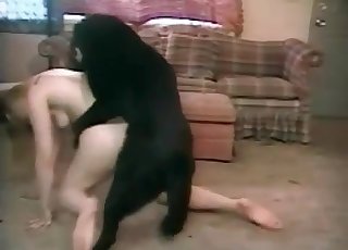 Zoophile blonde plays with a mutt