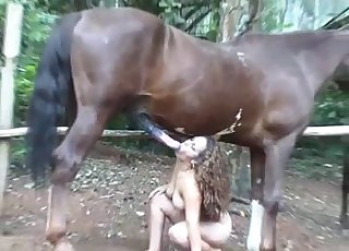 Crazy doggy style fuck with huge stallion