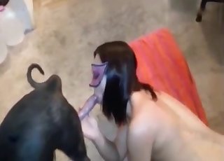 Masked big booty bitch and a dog