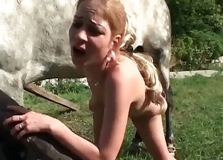 Big dog cock to gape her cunt