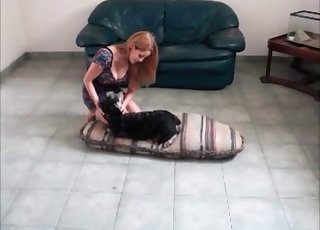 Redhead and small hound having good sex